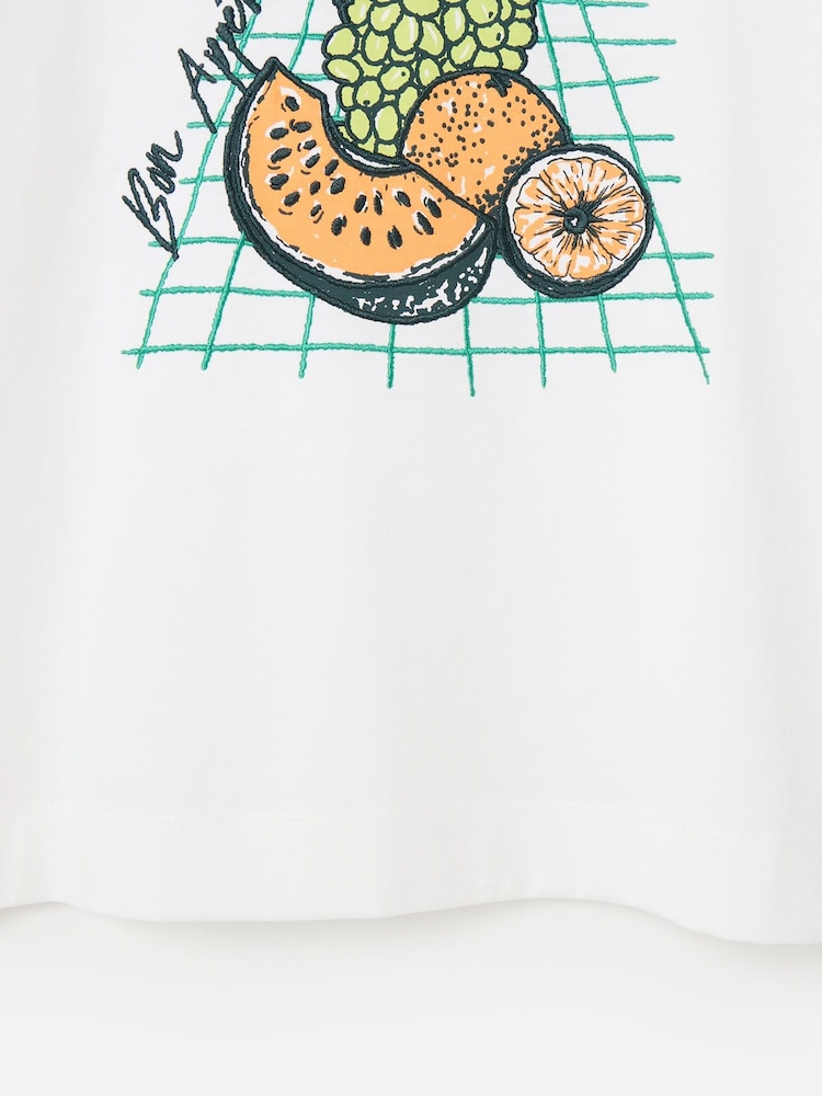 Oliver Bonas White Bon Appetit Fruit Graphic Print T-Shirt - Image 5 of 5