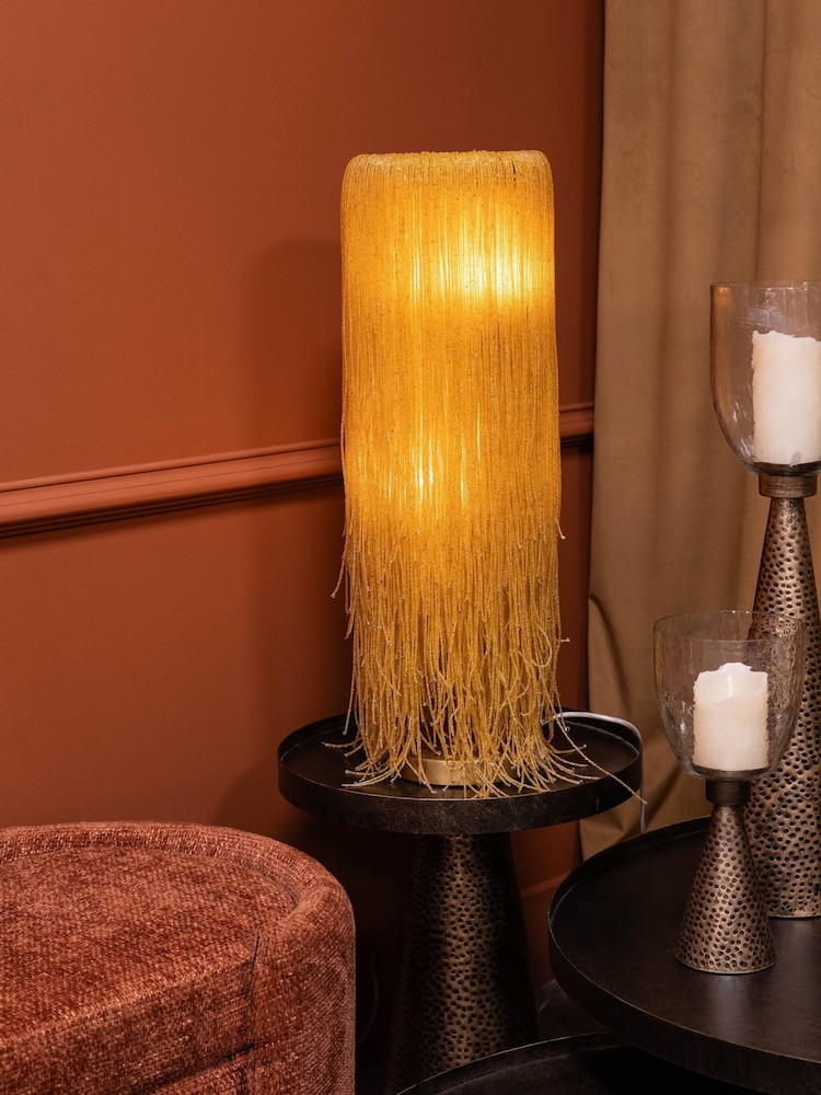 Libra Interiors Gold Draper Beaded Glass Table Lamp - Image 1 of 5