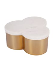 Libra Interiors White Genoa Steel Box with Marble Lid - Image 2 of 7