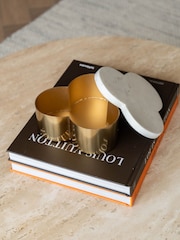 Libra Interiors White Genoa Steel Box with Marble Lid - Image 6 of 7