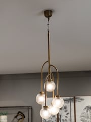 Libra Interiors Brass Wellesley Globe Five Lamp Ceiling Pendant - Image 1 of 4