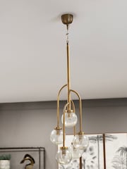 Libra Interiors Brass Wellesley Globe Five Lamp Ceiling Pendant - Image 2 of 4