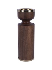 Libra Interiors Brown Amalfi Wooden Pillar Holder 31cm - Image 1 of 7