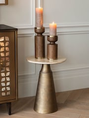 Libra Interiors Brown Amalfi Wooden Pillar Holder 31cm - Image 4 of 7