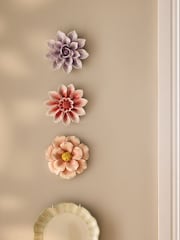 Set of 3 Multi Ceramic Delicate Flower Wall Art Plaques - Image 1 of 3
