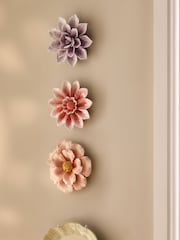 Set of 3 Multi Ceramic Delicate Flower Wall Art Plaques - Image 2 of 3