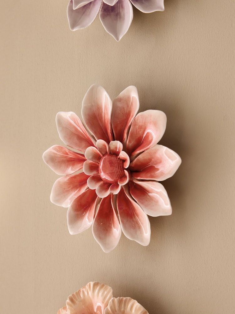 Set of 3 Multi Ceramic Delicate Flower Wall Art Plaques - Image 3 of 3