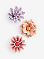 Set of 3 Multi Ceramic Delicate Flower Wall Art Plaques - Image 4 of 5