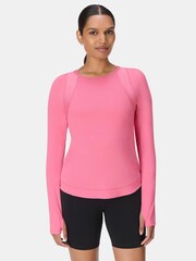Sweaty Betty Pink Breathe Easy Mesh Long Sleeve Top - Image 1 of 7