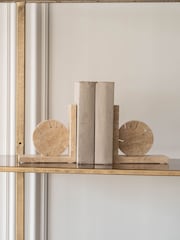 Libra Interiors Taupe Catania Travertine Bookends - Image 1 of 6