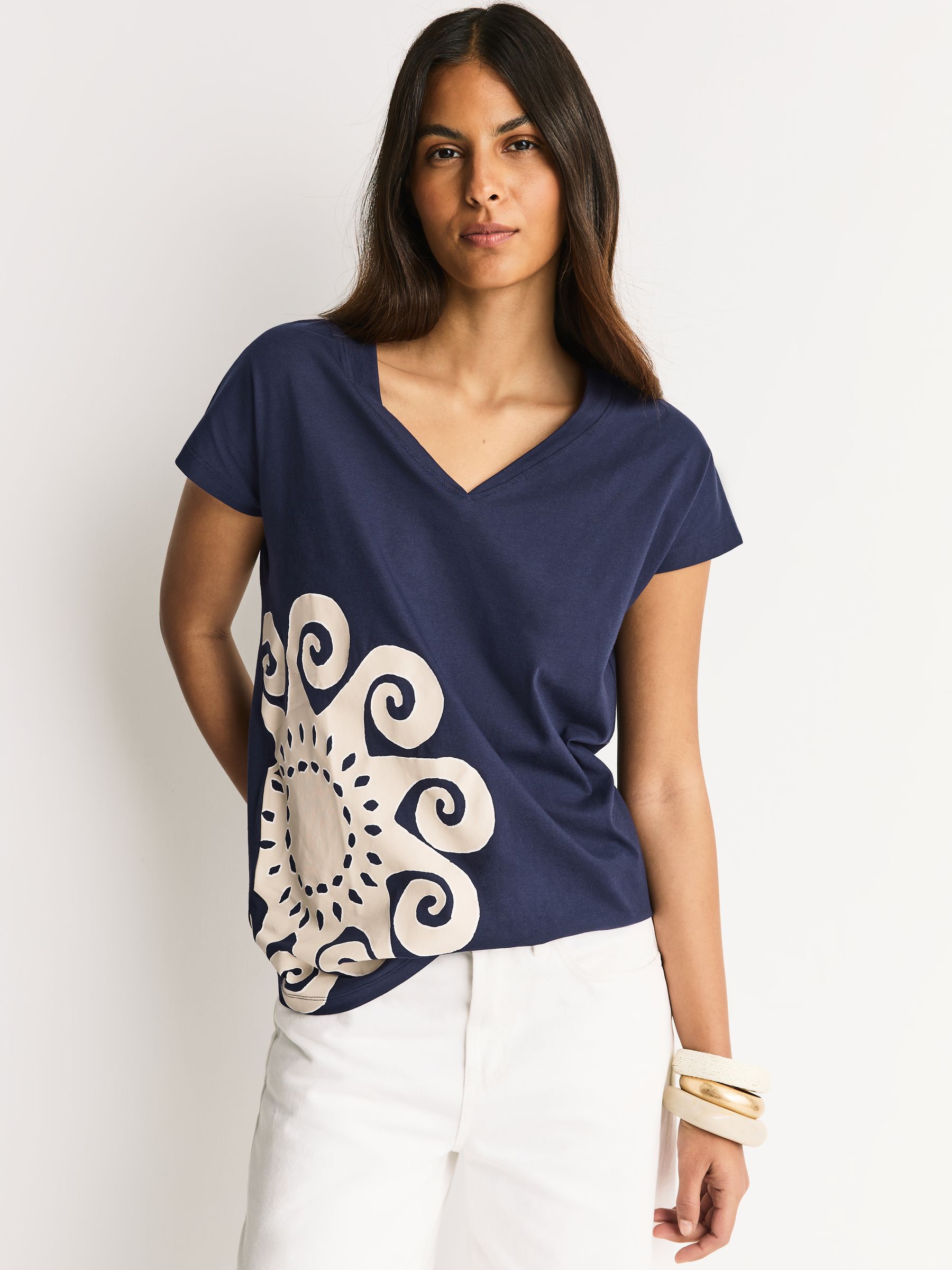 Buy Navy Blue Graphic V-Neck Cap Sleeve T-Shirt from Next Germany
