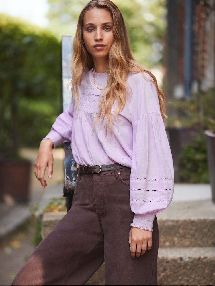 Ro&Zo Purple Lace Insert Blouse - Image 1 of 5