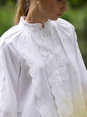 Ro&Zo White Lace Insert Blouse - Image 2 of 5