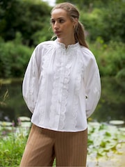 Ro&Zo White Lace Insert Blouse - Image 3 of 5