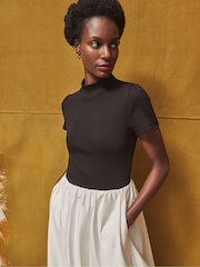 Ro&Zo Black Lucinda Mixed Media Dress - Image 4 of 5