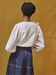 Ro&Zo White Mini Spot Frill Detail Top - Image 6 of 6
