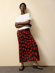 Ro&Zo Red Rose Print Bias Skirt - Image 3 of 5