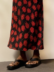 Ro&Zo Red Rose Print Bias Skirt - Image 4 of 5