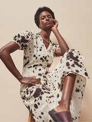 Ro&Zo Animal Petite Print Button Front Shirt Dress - Image 1 of 5