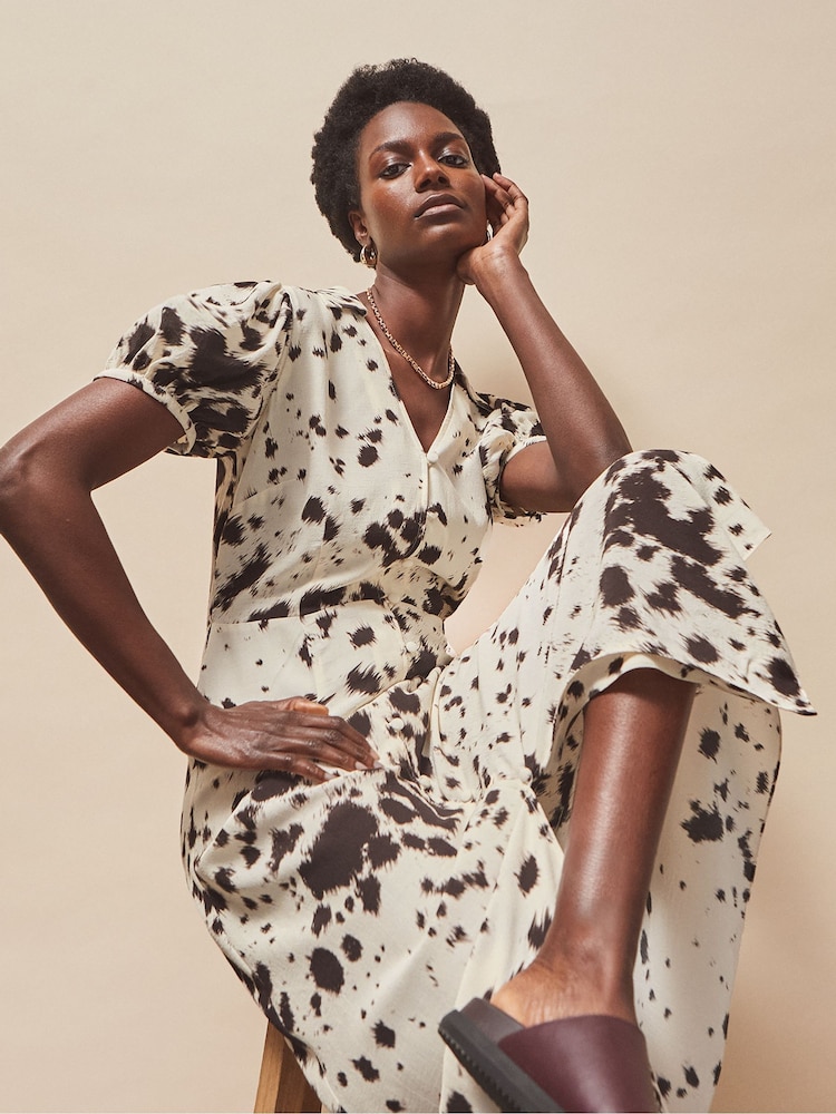 Ro&Zo Animal Petite Print Button Front Shirt Dress - Image 1 of 5