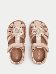 Start-Rite Gold Flora Girls Leather Rip-Tape Fisherman Closed Toe Floral Sandals - Image 4 of 6