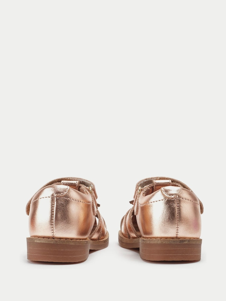 Start-Rite Gold Flora Girls Leather Rip-Tape Fisherman Closed Toe Floral Sandals - Image 6 of 6