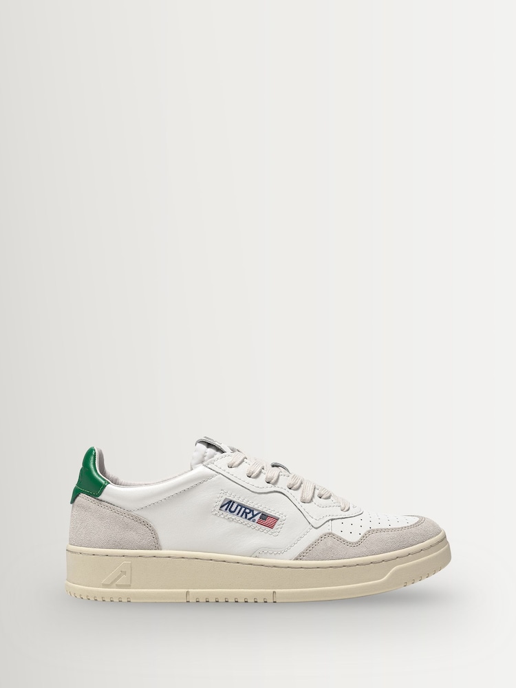 AUTRY White Medalist Low Man LS23 Leather Suede Trainers - Image 1 of 6