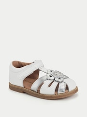 Start-Rite Gold Flora Girls Leather Rip-Tape Fisherman Closed Toe Floral Sandals - Image 3 of 6