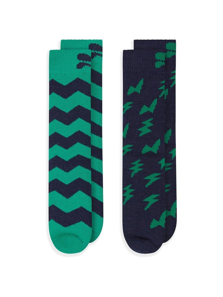 Muddy Puddles Green Merino Mix Twin Pack Socks - Image 1 of 5 Muddy Puddles Green Merino Mix Twin Pack Socks - Image 1 of 5