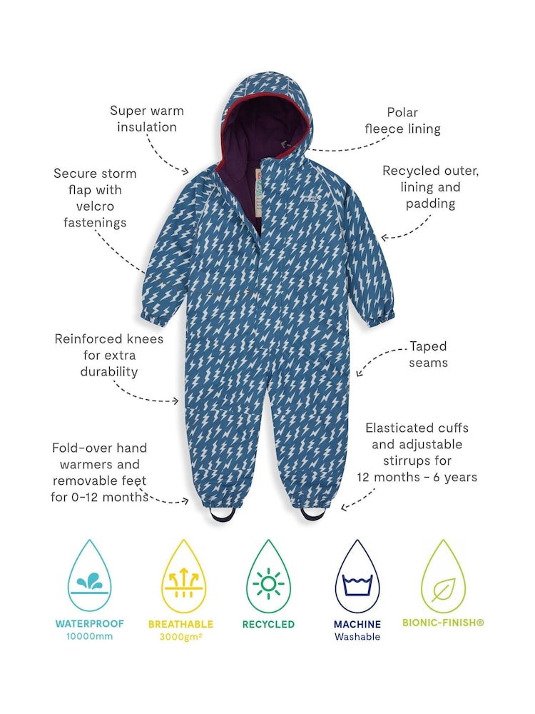 Muddy Puddles Blue Waterproof EcoWarm Puddle Suit - Image 9 of 9 Muddy Puddles Blue Waterproof EcoWarm Puddle Suit - Image 9 of 9