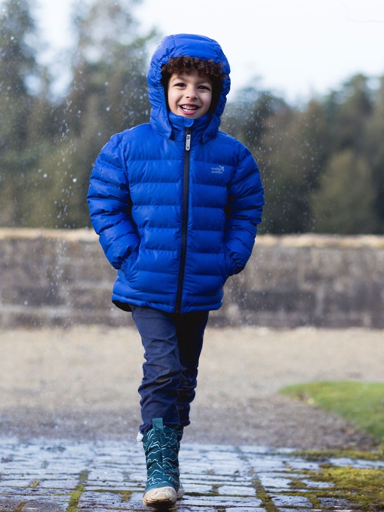 Muddy Puddles Blue Waterproof Puffer Jacket - Image 1 of 8 Muddy Puddles Blue Waterproof Puffer Jacket - Image 1 of 8