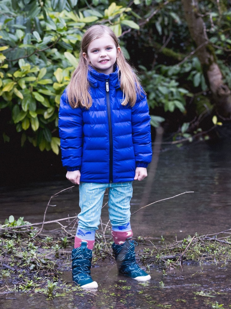 Muddy Puddles Blue Waterproof Puffer Jacket - Image 2 of 8 Muddy Puddles Blue Waterproof Puffer Jacket - Image 2 of 8