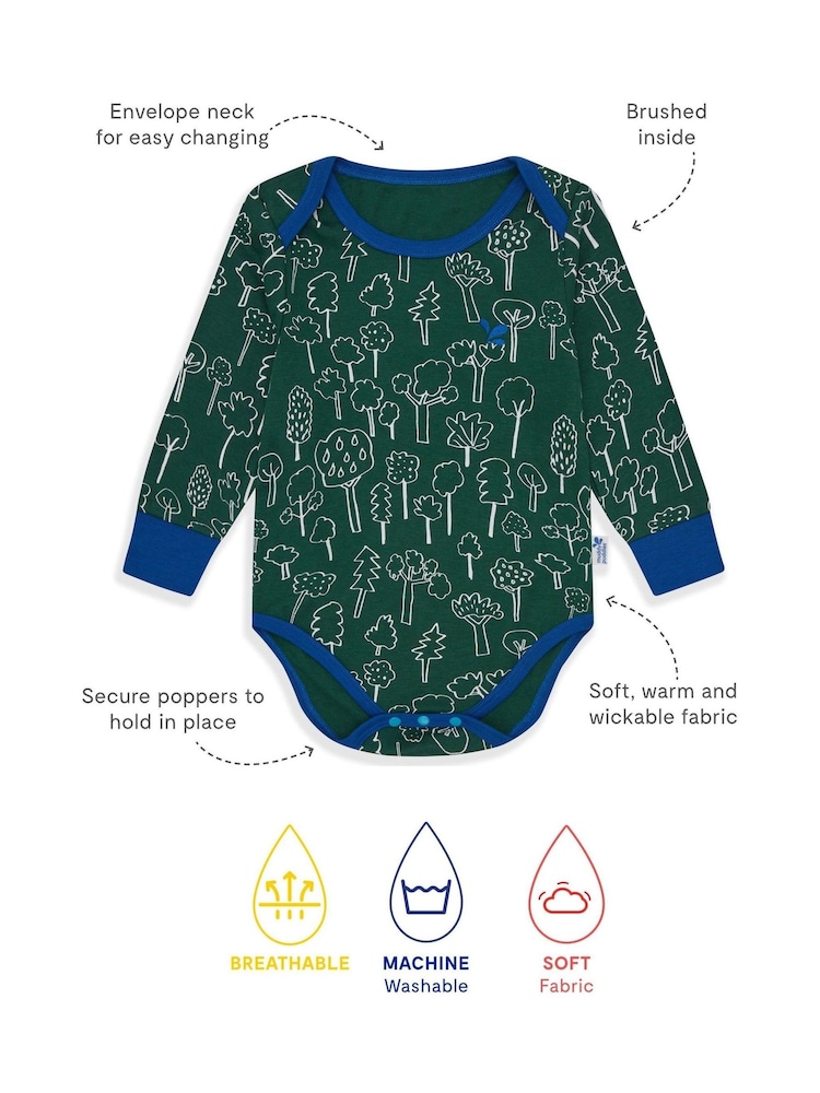 Muddy Puddles Green Thermal Baselayer Babygrow - Image 2 of 2 Muddy Puddles Green Thermal Baselayer Babygrow - Image 2 of 2