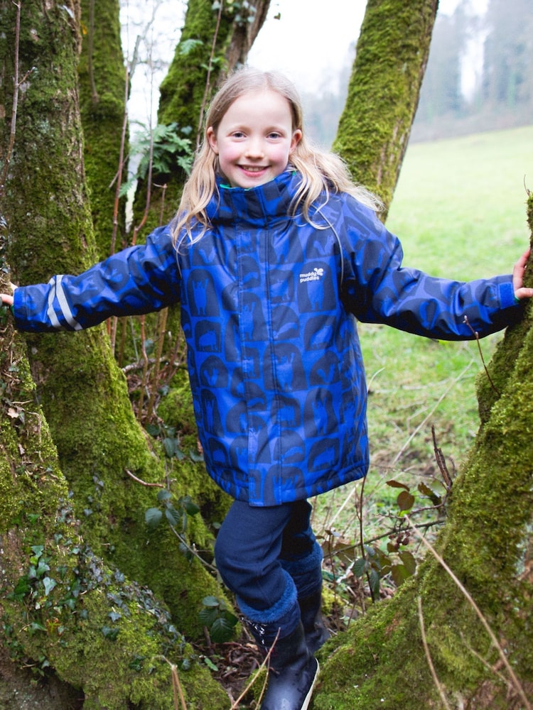 Muddy Puddles Blue Waterproof Kids Ski Jacket - Image 1 of 10 Muddy Puddles Blue Waterproof Kids Ski Jacket - Image 1 of 10