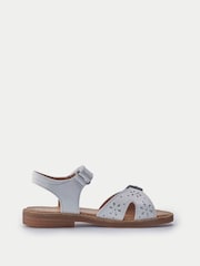 Start-Rite Girls Holiday Leather Rip-Tape & Buckle Open White Sandals - Image 2 of 6