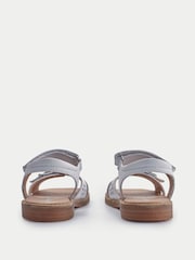 Start-Rite Girls Holiday Leather Rip-Tape & Buckle Open White Sandals - Image 4 of 6