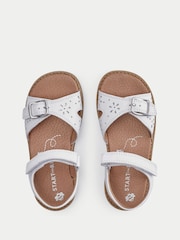 Start-Rite Girls Holiday Leather Rip-Tape & Buckle Open White Sandals - Image 5 of 6