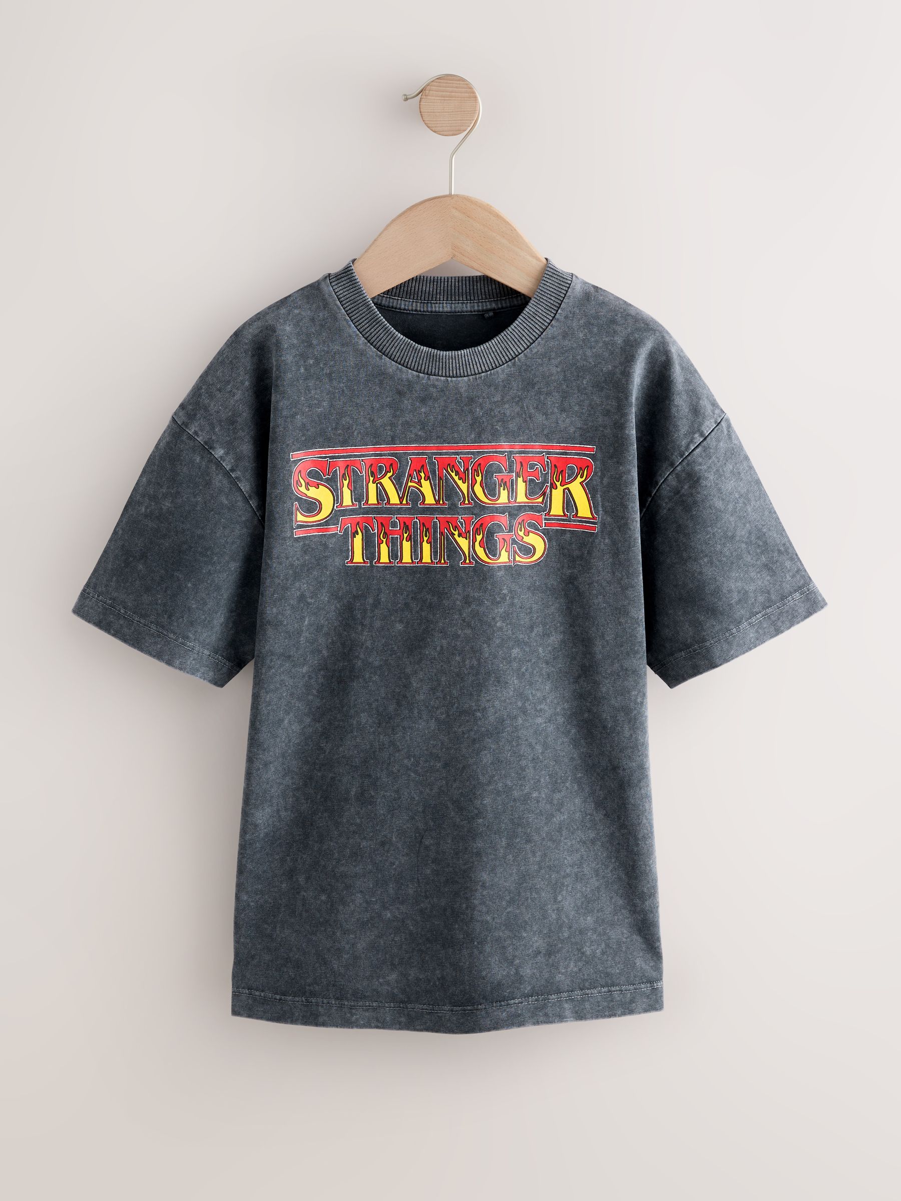 Buy Grey Washed Stranger Things Short Sleeve T-Shirt (8-16yrs