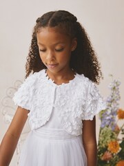 White Flower Girl Occasion Shrug (3-12yrs) - Image 1 of 2