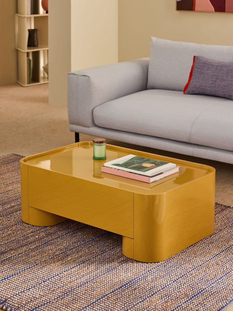 MADE.COM Cumin Yellow Gloss Kain Storage Coffee Table - Image 1 of 5 MADE.COM Cumin Yellow Gloss Kain Storage Coffee Table - Image 1 of 5