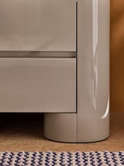MADE.COM Mushroom Grey Gloss Kain Bedside Table - Image 3 of 5