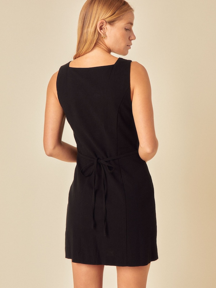 Nobodys Child Black Peri Linen Blend Tailored Mini Dress - Image 2 of 5
