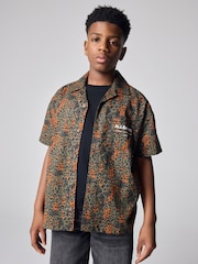 smALLSAINTS Leopard Underground Open Collar Printed Short Sleeve Shirt - Image 1 of 11