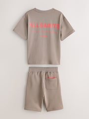 Marrón claro - smALLSAINTS Underground T-Shirt and Sweat Shorts Set - Imagen 7 de 9