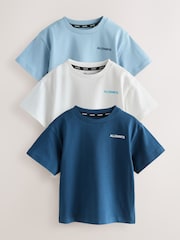 smALLSAINTS Blue Logo Crew Relaxed Younger 3 Pack T-Shirts - Image 1 of 8