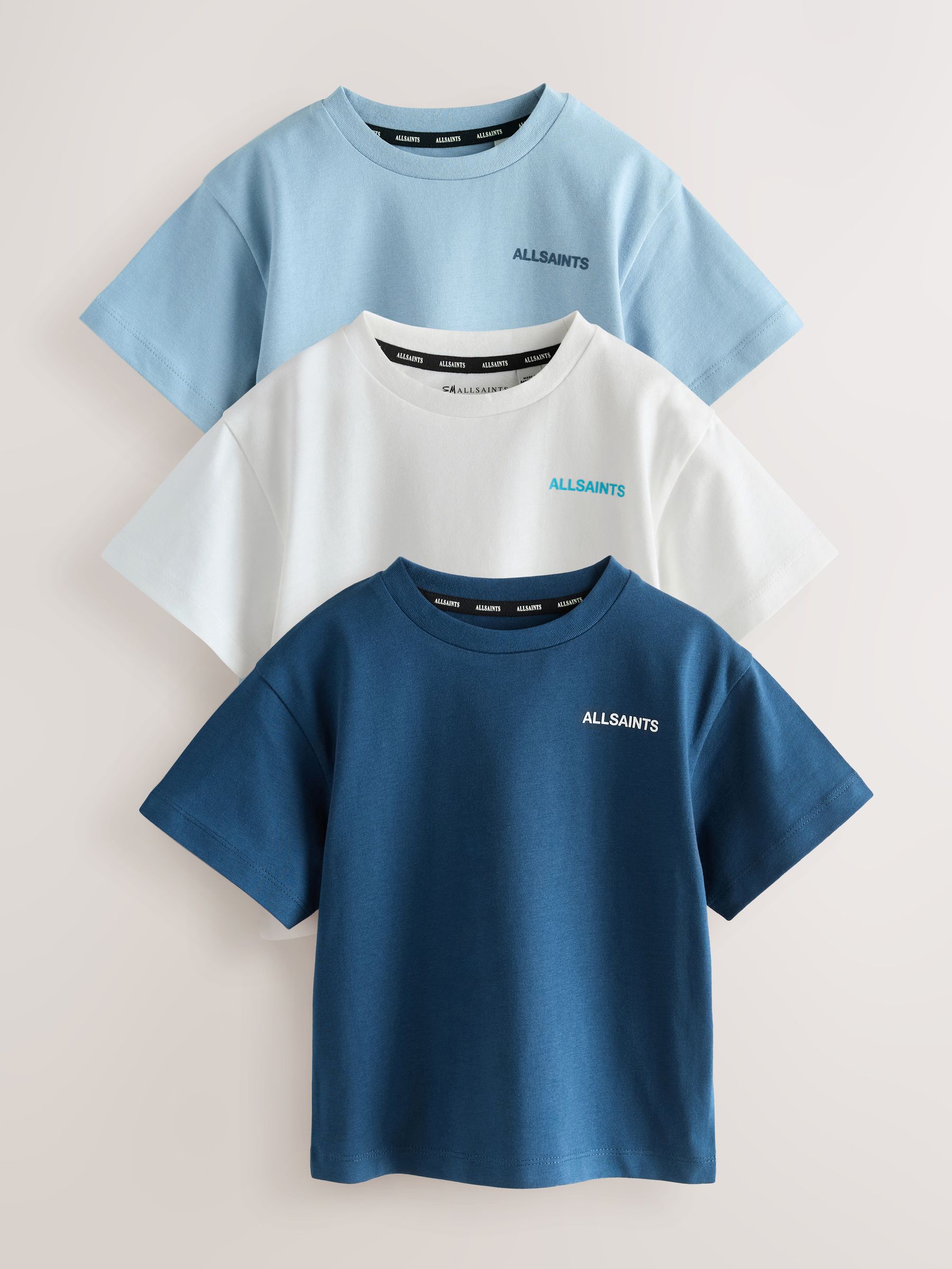 smALLSAINTS Blue Logo Crew Relaxed Younger 3 Pack T-Shirts view 1