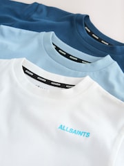 smALLSAINTS Blue Logo Crew Relaxed Younger 3 Pack T-Shirts - Image 7 of 8
