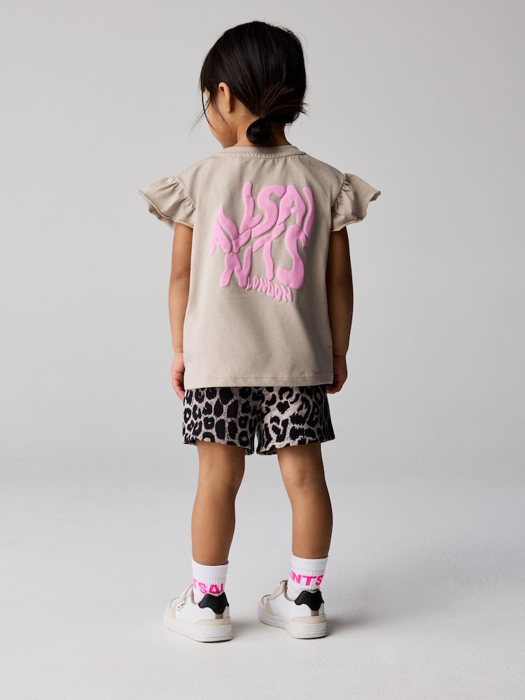 smALLSAINTS Leopard Orlando Frill T-Shirt and Sweat Short Younger Set - Image 2 of 10