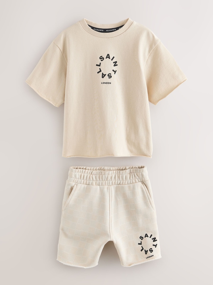 smALLSAINTS Neutral Tierra Short T-Shirt and Sweater Set - Image 1 of 6 smALLSAINTS Neutral Tierra Short T-Shirt and Sweater Set - Image 1 of 6