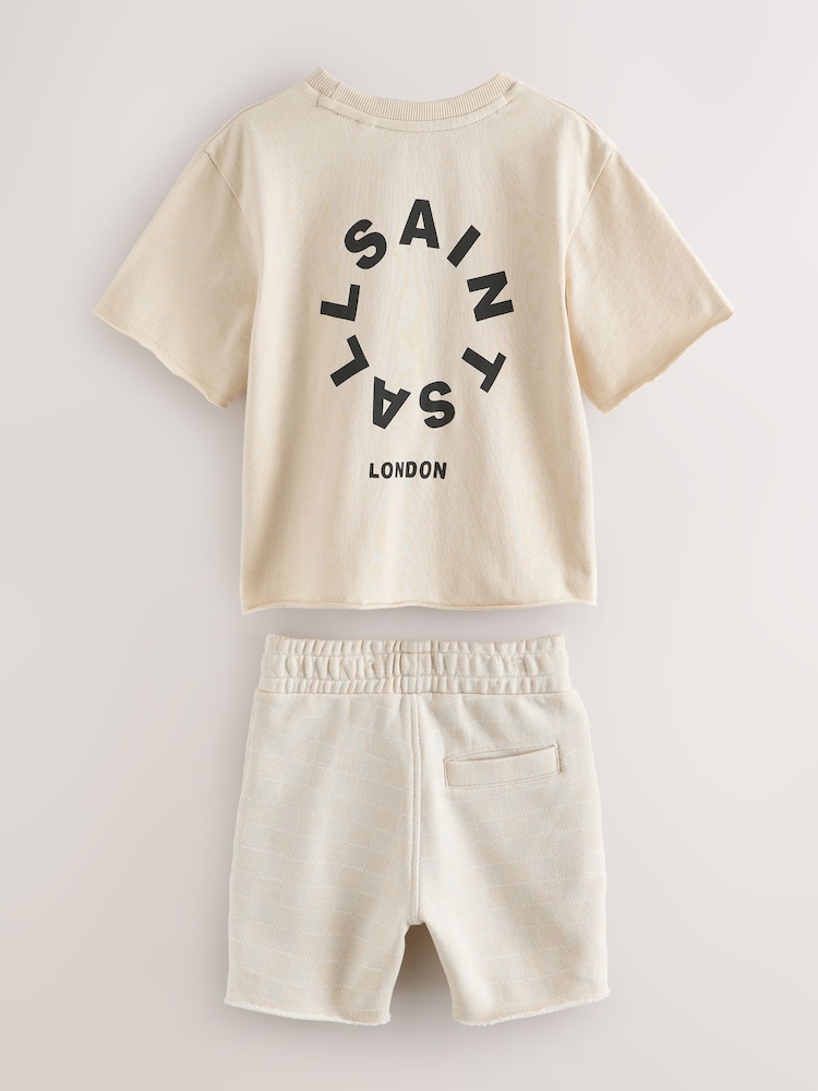 smALLSAINTS Neutral Tierra Short T-Shirt and Sweater Set - Image 2 of 6 smALLSAINTS Neutral Tierra Short T-Shirt and Sweater Set - Image 2 of 6